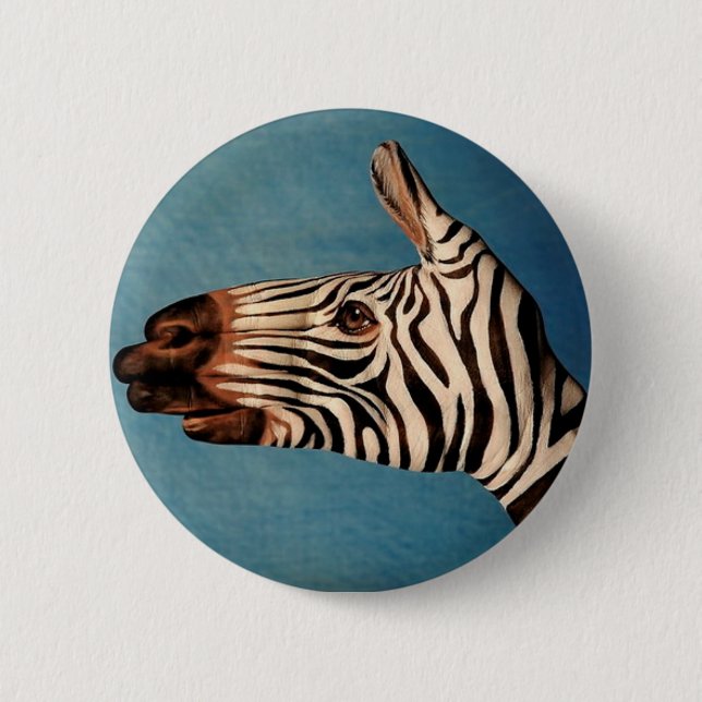 Badge Rond 5 Cm Goupille de main de zèbre (Devant)