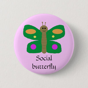 Badge Rond 5 Cm Goupille sociale de papillon