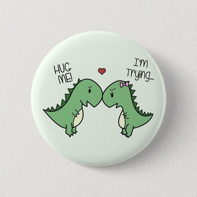 Badge Rond 5 Cm Goupilles d'amour de Dino ! (Devant)