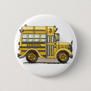 Badge Rond 5 Cm Goupilles de Schoolbus