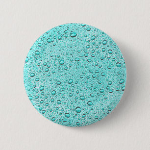 Badge Rond 5 Cm gouttelettes d'eau aquamarines