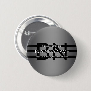 Badge Rond 5 Cm Gradient gris moderne et bandes noires horizontale