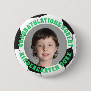 Badge Rond 5 Cm Graduate Kindergarten Félicitations Photo Soccer