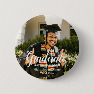 Badge Rond 5 Cm Graduate Photo Nom de l'école Classe Année Diplôme