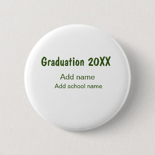 Badge Rond 5 Cm Graduation 20XX ajouter nom année école vert moder