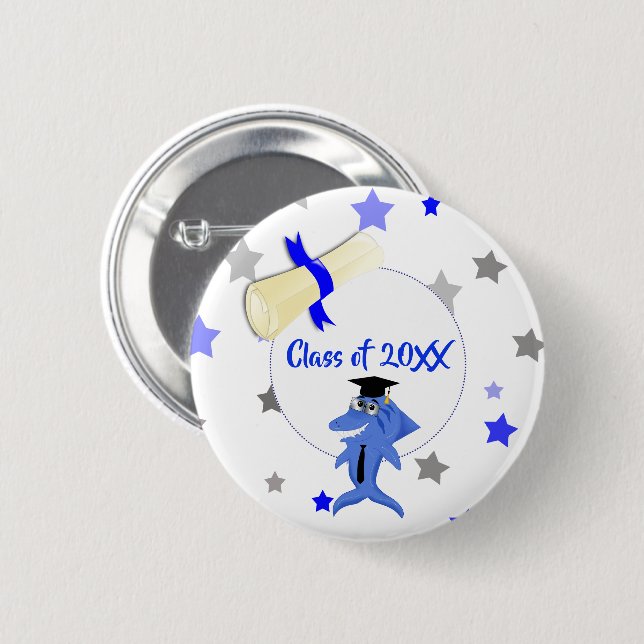 Badge Rond 5 Cm Graduation Shark party classe de bouton (Devant & derrière)