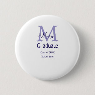 Badge Rond 5 Cm Gradué ajouter nom monogramme violet simple m mini