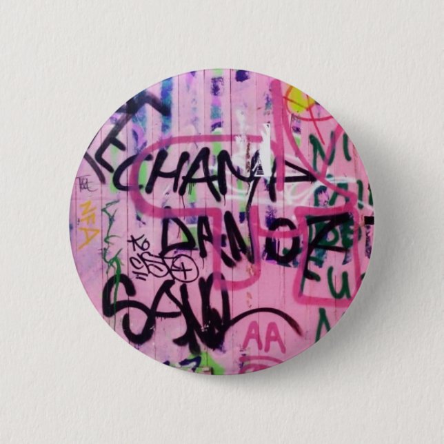 Badge Rond 5 Cm Graffiti rose (Devant)