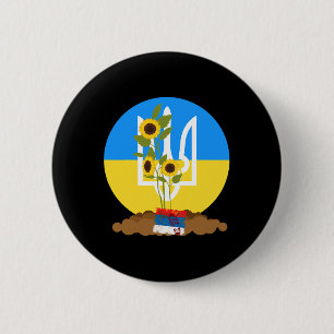 Badge Rond 5 Cm Graines de tournesol de soutien à l'Ukraine Tenir