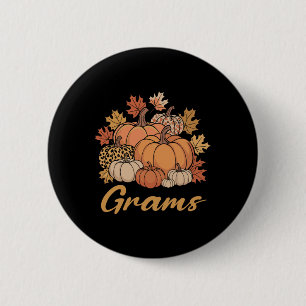 Badge Rond 5 Cm Grammes de Thanksgiving Léopard Citrouille Grammes