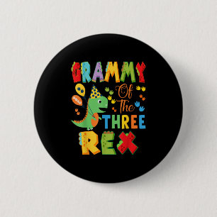Badge Rond 5 Cm Grammy Des Trois Rex 3ème Anniversaire Dinosaur