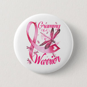 Badge Rond 5 Cm Grammy D'Un Guerrier Dragonfly Cancer Du Sein