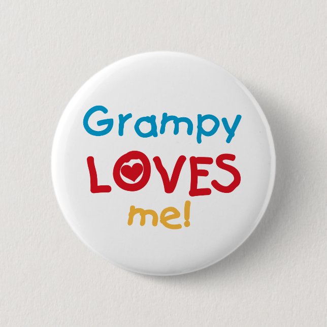 Badge Rond 5 Cm Grampy aime mes t-shirts et cadeaux (Devant)
