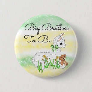 Badge Rond 5 Cm Grand Borne à être Llama avec ours en peluche