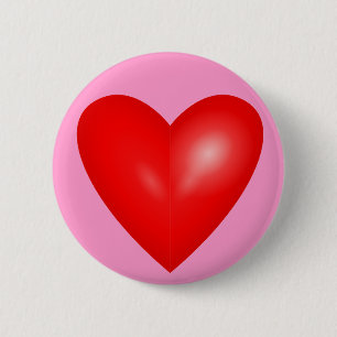 Badge Rond 5 Cm Grand coeur rouge de l'amour