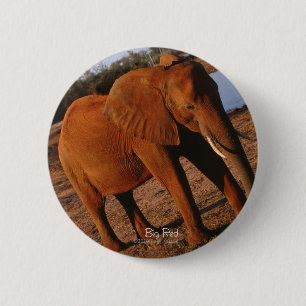 Badge Rond 5 Cm Grand éléphant rouge