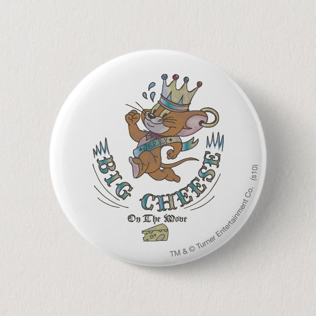 Badge Rond 5 Cm Grand Fromage Jerry Sur La Lune 2 (Devant)