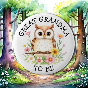 Badge Rond 5 Cm Grand grand-mère Baby shower à thème Woodland
