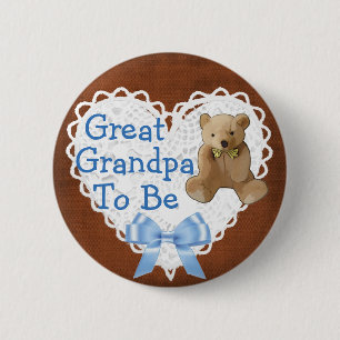 Badge Rond 5 Cm Grand grand-papa à être bouton bleu Brown de bab