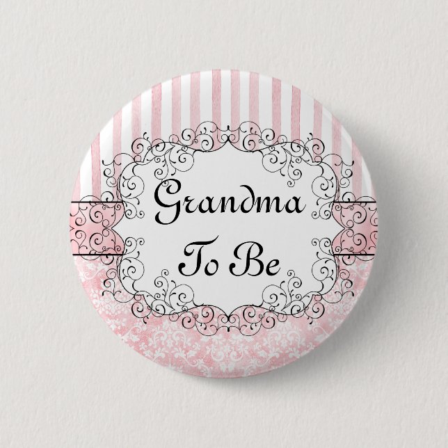 Badge Rond 5 Cm Grand-maman à être bouton - rose de damassé et de (Devant)