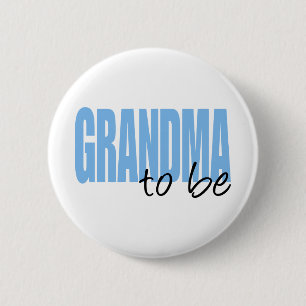 Badge Rond 5 Cm Grand-maman à être (police bleue de bloc)