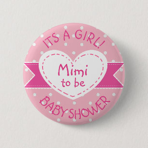 Badge Rond 5 Cm Grand-maman rose de point de polka Mimi à être s