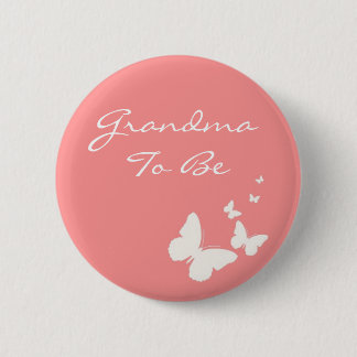 Badge Rond 5 Cm Grand-maman rose et blanche de papillon à être Pin