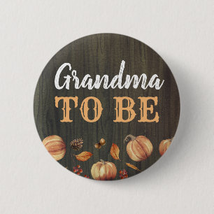Badge Rond 5 Cm Grand-mère à la chute Baby shower Citrouille