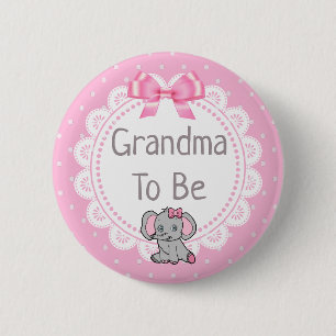 Badge Rond 5 Cm Grand-mère à thème éléphant pour être Baby shower