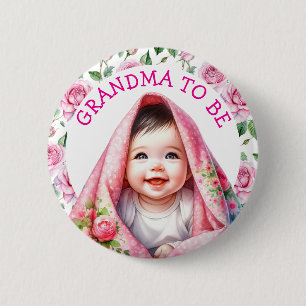 Badge Rond 5 Cm Grand-mère   Baby shower floral