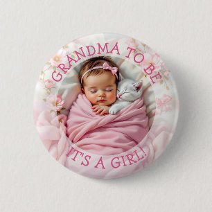 Badge Rond 5 Cm Grand-mère C'est un Baby shower de fille