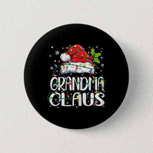 Badge Rond 5 Cm Grand-mère Claus Feux de Noël Pyjama Match de fami