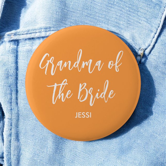 Badge Rond 5 Cm Grand-mère de la mariée bouton de mariage orange (Créateur téléchargé)