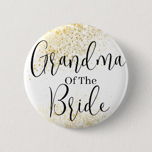 Badge Rond 5 Cm Grand-mère de la Parties scintillant d'or du maria