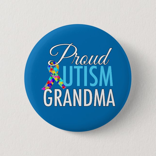 Badge Rond 5 Cm Grand-mère de l'autisme fier (Devant)