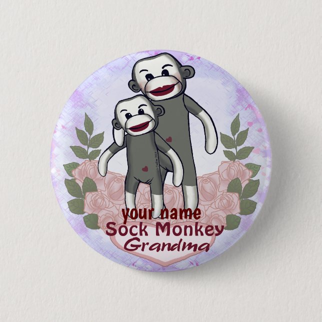 Badge Rond 5 Cm Grand-mère de singe de Sock (Devant)