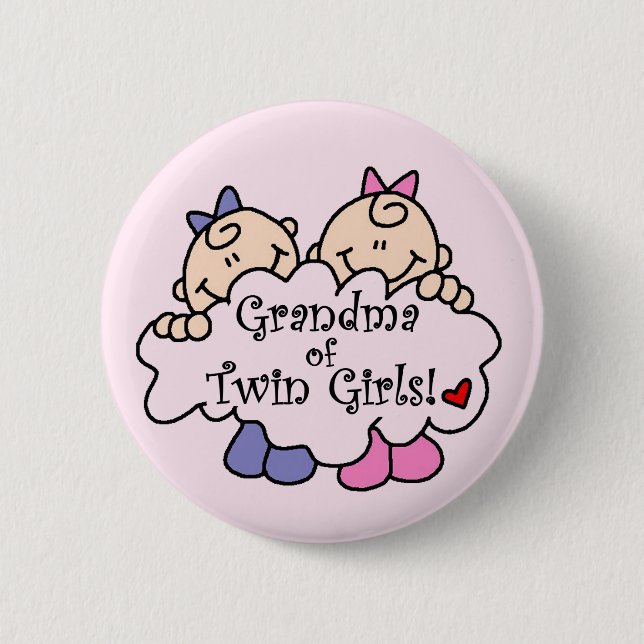 Badge Rond 5 Cm Grand-mère de Twin Girls Tshirts et cadeaux (Devant)