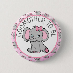 Badge Rond 5 Cm Grand-mère d'éléphant rose pour être Baby shower