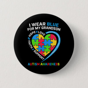 Badge Rond 5 Cm Grand-mère Grand-père I Wear Blue For My Grandson 