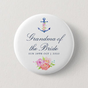 Badge Rond 5 Cm Grand-mère Mariage florale de la mariée