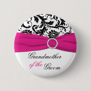 Badge Rond 5 Cm Grand-mère noire, blanche, fuchsia du Pin de mari