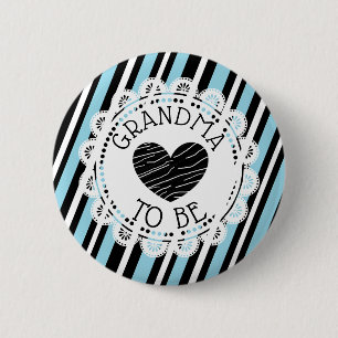 Badge Rond 5 Cm Grand-mère pour être bleu noir Baby shower de coeu