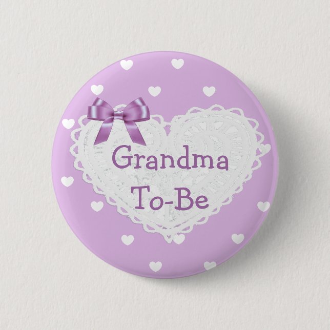 Badge Rond 5 Cm Grand-mère pourpre pour être Baby shower Bouton (Devant)