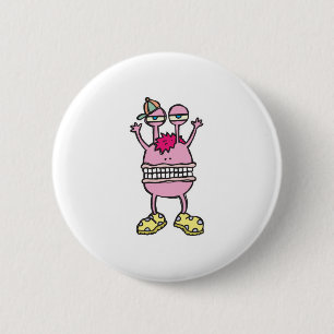 Badge Rond 5 Cm grand monstre drôle bouche
