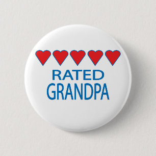 Badge Rond 5 Cm Grand-père de cinq coeurs