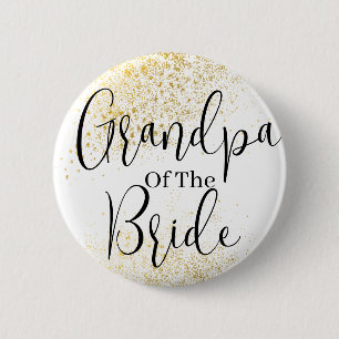 Badge Rond 5 Cm Grand-père de la Parties scintillant d'or du maria