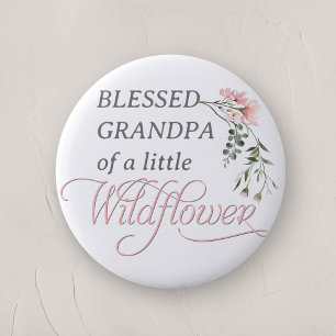 Badge Rond 5 Cm Grand-père de petite Fleur sauvage bébé fille douc