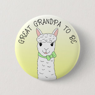 Badge Rond 5 Cm Grand-père d'être Llama avec Bow vert