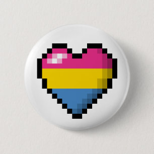 Badge Rond 5 Cm Grand Pixel Coeur Design dans le drapeau de la Fie