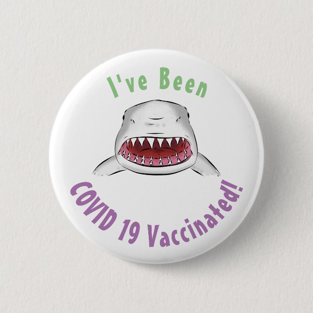 Badge Rond 5 Cm Grand requin blanc moyen dessin animé (Devant)